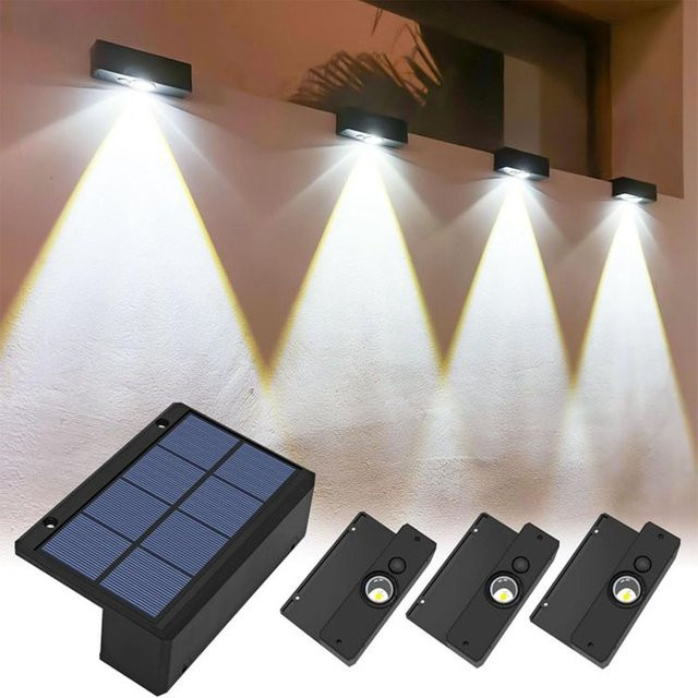VENUSWING Solar-Wandleuchte für den Außenbereich in Schwarz, wasserdichte Gartenbeleuchtung im modernen Design - Bild 1