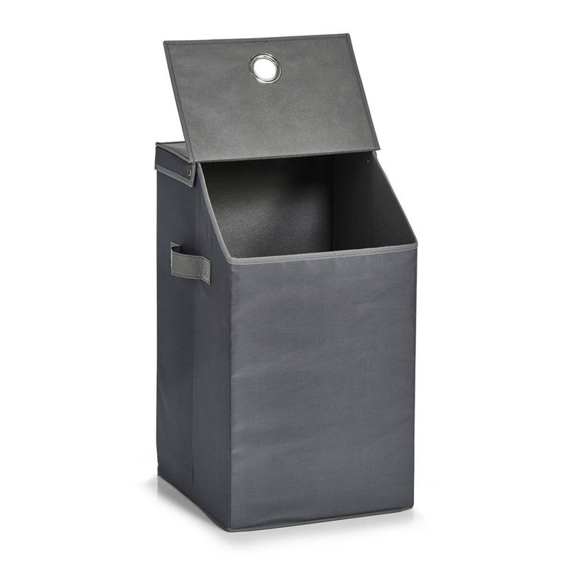 Zeller Wäschesammler aus Polyester in Anthrazit mit Griffen und klappbarer Funktion, B/H/T: 34 x 60 x 34 cm - Bild 2