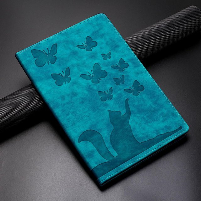 Schmetterling Katze Tablet-Hülle mit Kartensteckplatz für Apple iPad Pro, Air und Mini in Grün - Bild 1
