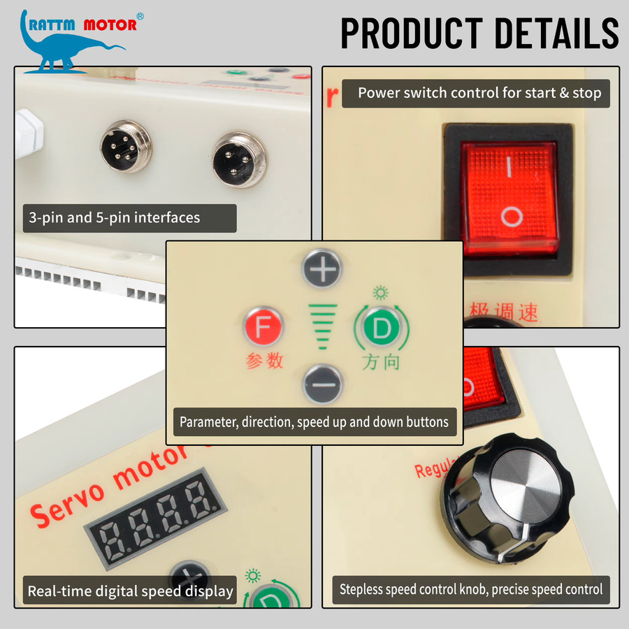 POWACE Bürstenloser Servomotor-Bausatz mit Gewindewelle für Drehmaschinen und Maschinen, 550W–2200W, 110V/220V AC - Bild 3