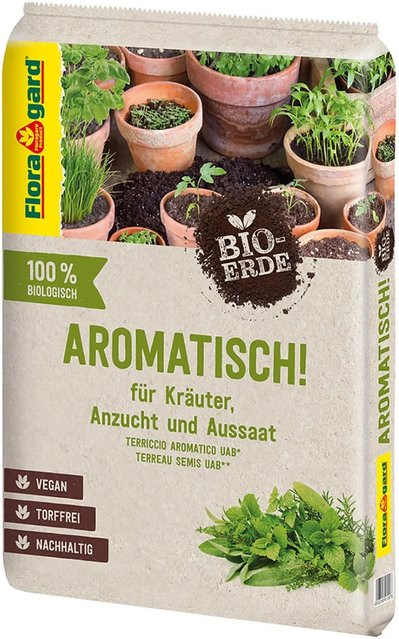 Floragard Bio-Kräutererde Aromatisch für die Anzucht und das Umtopfen von Kräutern, 10 kg - Bild 1