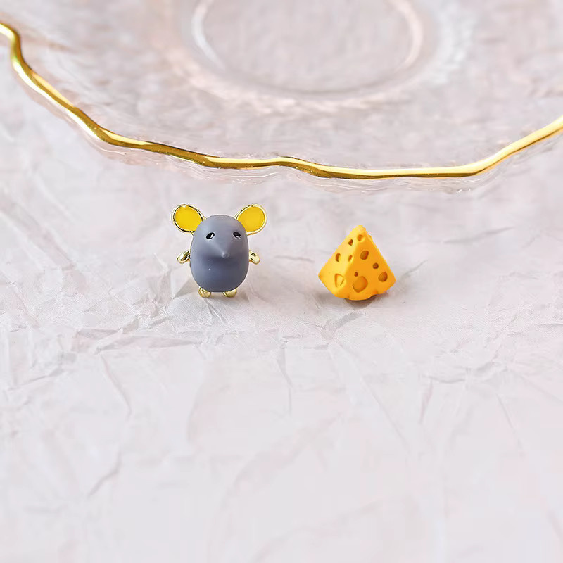 RINHOO FRIENDSHIP Ohrstecker, Maus-Käse, Bunt, Damen - Bild 3