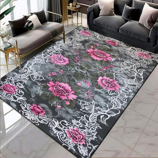 Karpetti Teppich im europäischen Stil mit Blumenmuster, mehrfarbig, B/T: 100 x 120 cm - Bild 1