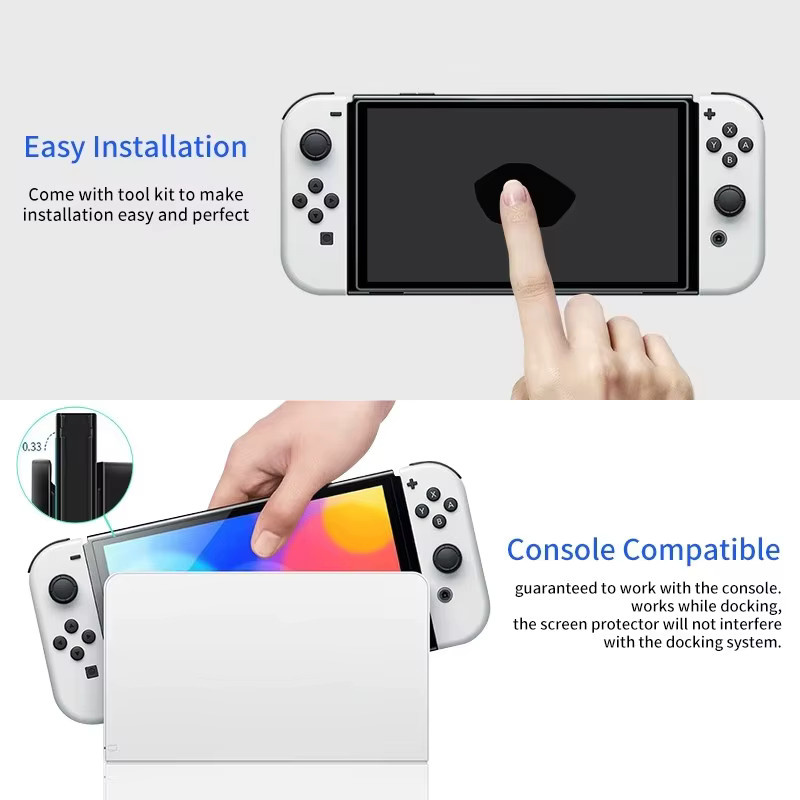 Displayschutzfolie aus gehärtetem Glas für Nintendo Switch OLED, transparentes Anti-Kratz-Zubehör - Bild 2