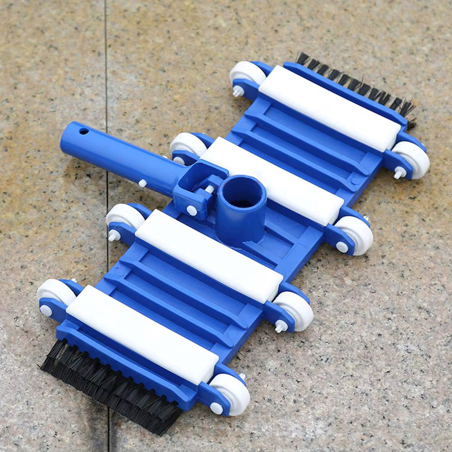 Hochleistungs-Poolreinigungskopf mit Seiten- und Bodenbürsten in Blau, gewichteter flexibler Vakuumkopf mit Kunststoffgriff - Bild 4