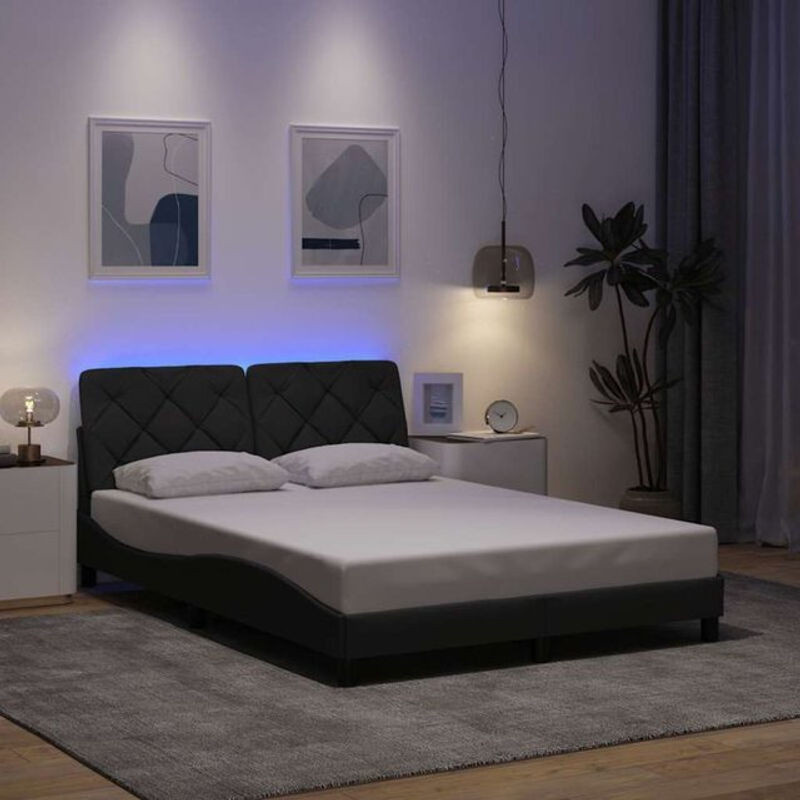 Modernes Polsterbett mit LED von Vidaxl in Anthrazit Grau aus Stoff, B/T: 140 x 190 cm - Bild 1