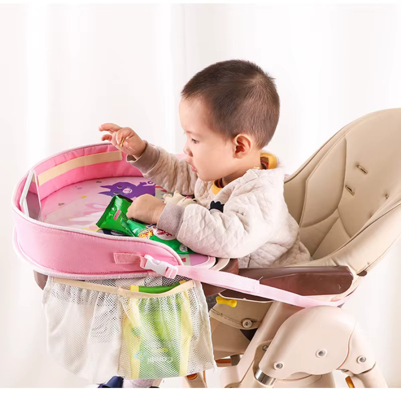 OIMG Baby-Sicherheitssitz mit Zeichentisch, Speiseteller und Auto-Organizer in Pink - Bild 2