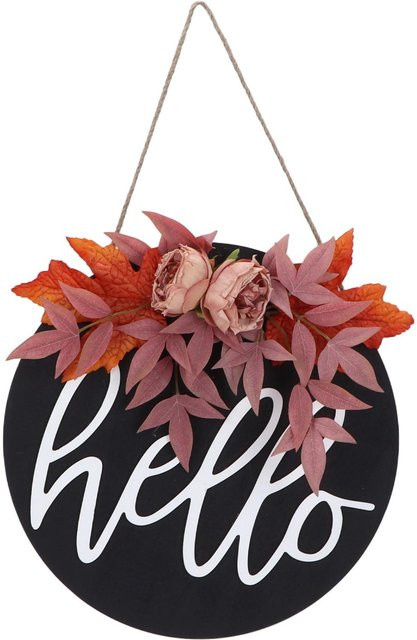 Erntedankkranz Holzschild Türhänger von OutsideWorld in Ahorn Brown mit herbstlichem Design - Bild 1