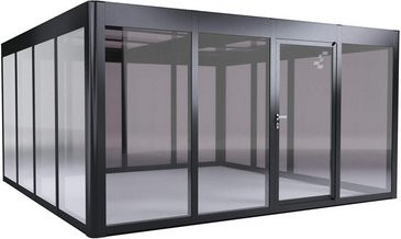 SunElements Gewächshaus Modern 4.4 in Silber, B/H/T: 443 x 229 x 443 cm, UV-beständig und winterfest - Bild 1