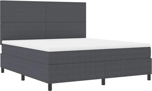 vidaXL LED Boxspringbett aus Cordstoff in Dunkelgrau und Weiß mit Taschenfederkern B/T/H: 180 x 200 x 28 cm - Bild 1
