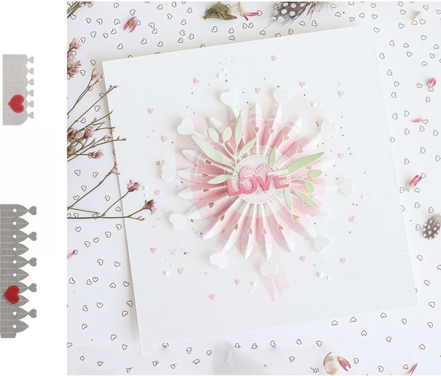Neue Liebe Rosette Metall Stanzform in Silber für DIY Scrapbook und Kartenherstellung - Bild 1