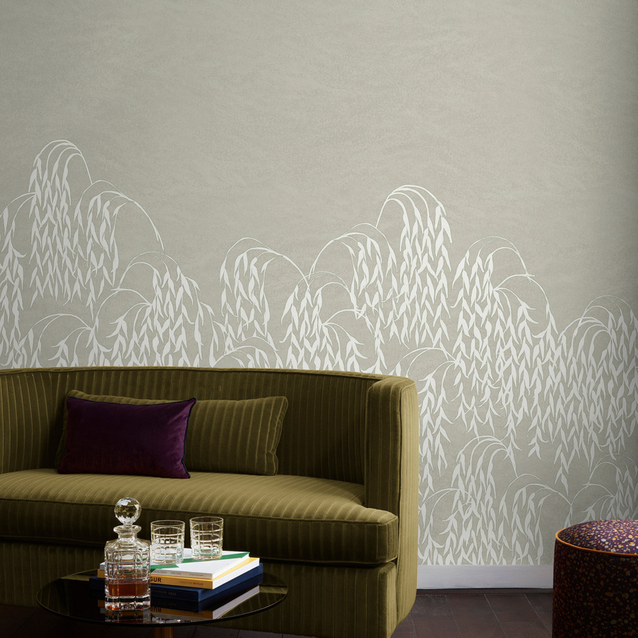 Nobilis Mural Les Saules Wandtattoo in Grau mit floralem Art Nouveau Design - Bild 1