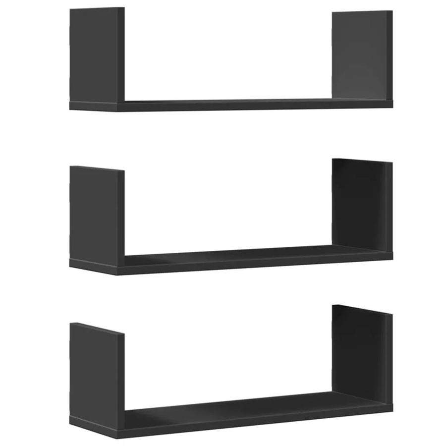 vidaXL Wandregale 3er-Set Schwarz aus Holzwerkstoff B: 58 cm, T: 18 cm, H: 18 cm - Bild 2