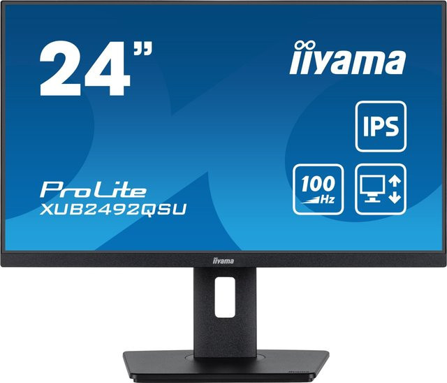 Iiyama ProLite XUB2492QSU-B1 LED-Monitor, 23.8 Zoll, WQHD, IPS, 100 Hz, Schwarz, HDMI, DisplayPort, USB-C - Bild 1
