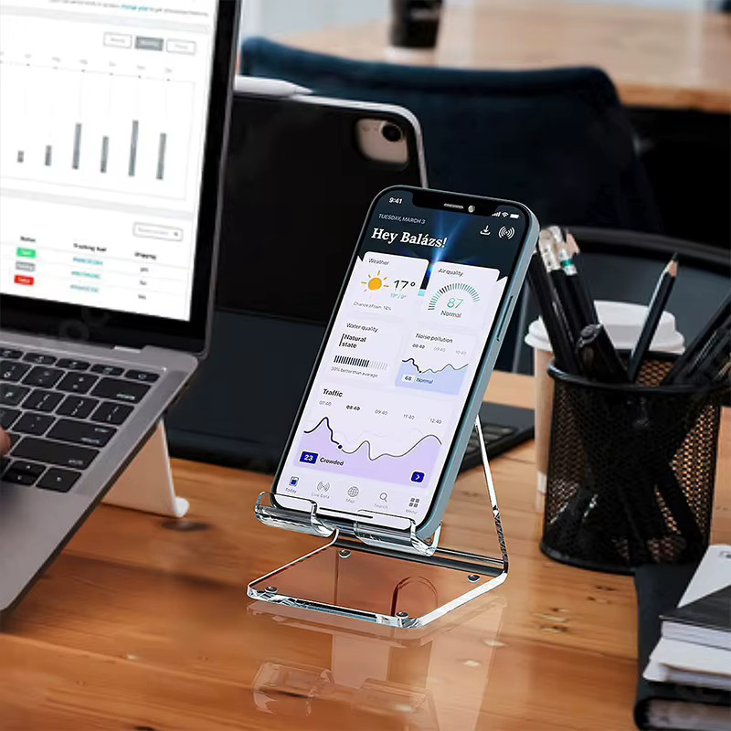 Universeller Acryl-Handyhalter von KOQZM in Transparent, ideal als Displayständer für iPhone und Samsung - Bild 3
