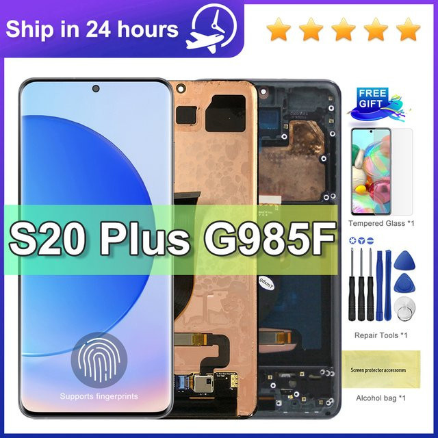 Samsung S20 Plus AMOLED Display mit Touchscreen Digitizer und Rahmen in Schwarz, 6,7 Zoll - Bild 1