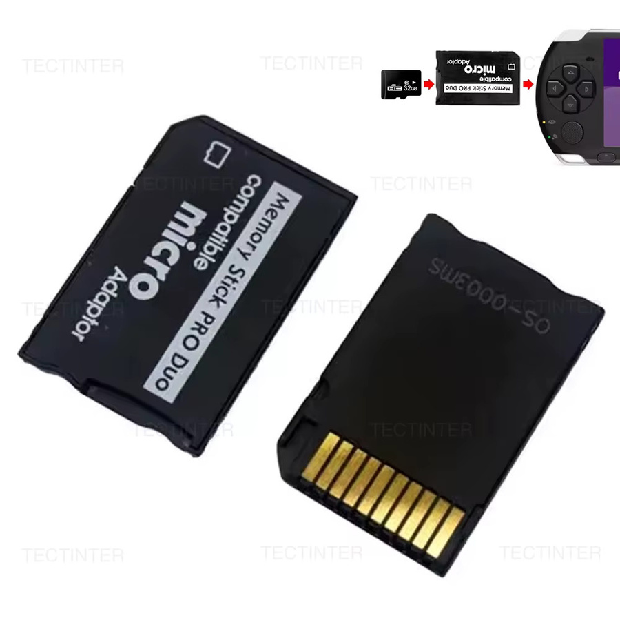 Sony Memory Stick Pro Duo Adapter für PSP 1000/2000/3000 Serie, SD auf MS Konverter, Schwarz - Bild 2