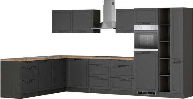 Held Winkelküche Kempten in Landhaus Optik mit Elektrogeräten, Grau/Graphit, Breite: 360 cm - Bild 1