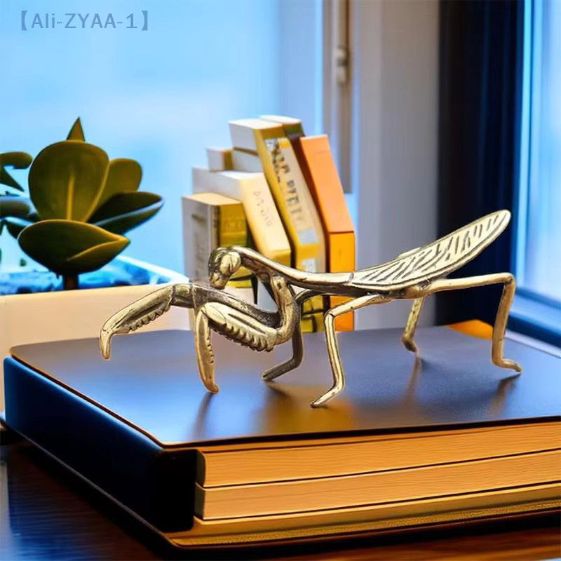JETTING Kupfer-Mantis Miniatur-Ornament im Vintage-Stil aus Metall in Bronze und Gold - Bild 2