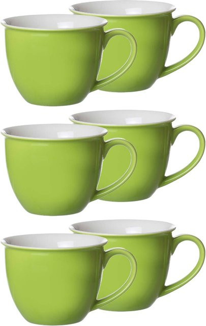 Ritzenhoff & Breker Jumbotassen Doppio aus Keramik in Grün, 6er Set, 350 ml pro Tasse - Bild 1