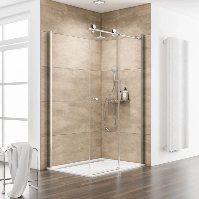 Schulte MasterClass Eckdusche mit Gleitschiebetür, transparent, B/T/H: 120 x 80 x 200 cm - Bild 1