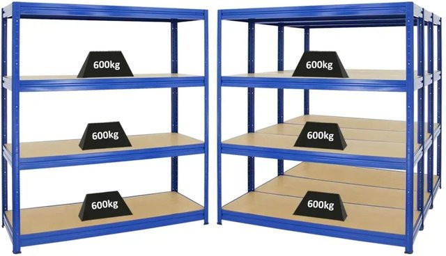 4er Set PROREGAL Schwerlastregal Dino, Blau, H x B x T: 180 x 160 x 60 cm, Fachlast 600 kg - Bild 1