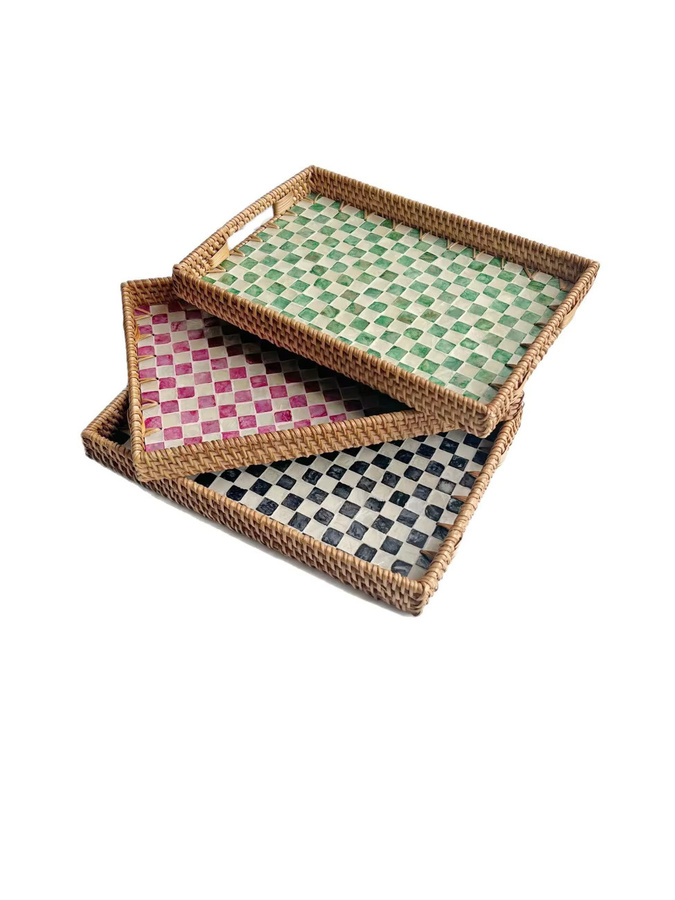 Handgefertigtes Rattan-Muscheltablett von XINCHEN als dekorativer Aufbewahrungskorb in unregelmäßiger Form - Bild 2