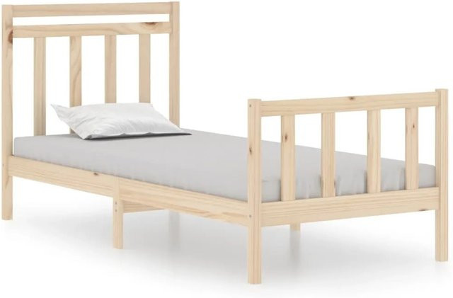 vidaXL Massivholzbett aus Kiefernholz in Braun mit rustikaler Optik, B/T/H: 90 x 190 cm - Bild 1