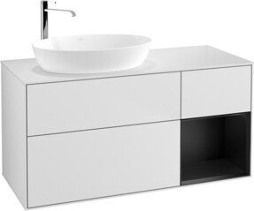 V&B Waschtischunterschrank Finion mit Wandbeleuchtung, Breite: 120 cm, Farbe: Blau und Weiß, lackiert - Bild 1