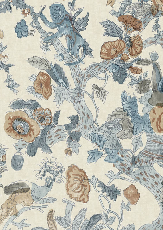 Lewis & Wood Tapete Wild Thing in Copper Cobalt mit floralem und botanischem Tiermotiv - Bild 2