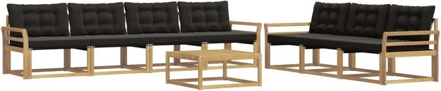 vidaXL Outdoor-Sofagarnitur 8-teilig aus massivem Akazienholz mit Textilene-Bezug in Weiß-Schwarz - Bild 1