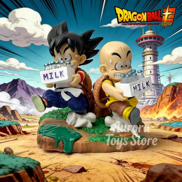 Bandai Dragon Ball Anime Figuren Krillin und Goku aus PVC als Sammler Modell Spielzeug, Höhe: 13 cm - Bild 1