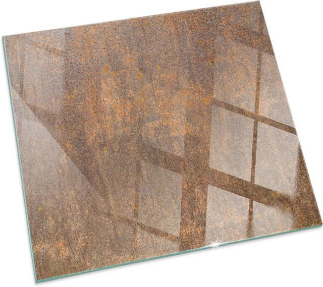 Tulup Glasplatte für Kaminöfen mit Roststruktur in Braun, B/B/H: 50 x 50 x 0,25 cm - Bild 1