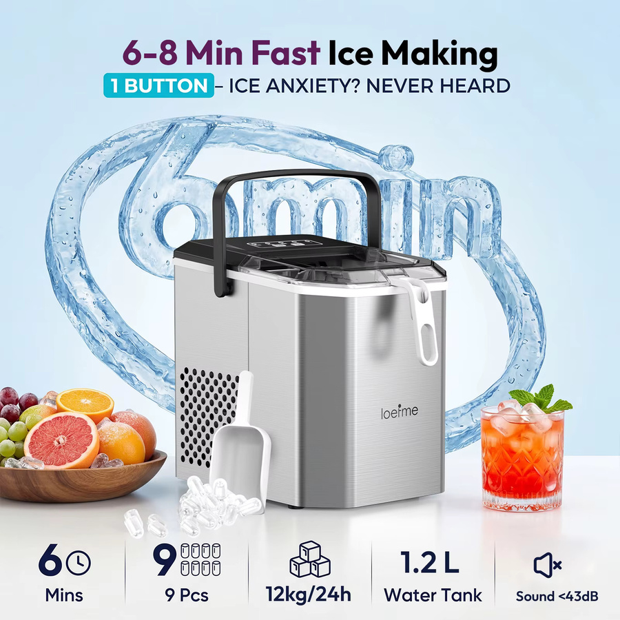 Loefme Tragbare Mini-Vollautomatik-Eismaschine in Kugelform mit 12 kg Kapazität pro 24 Stunden - Bild 3