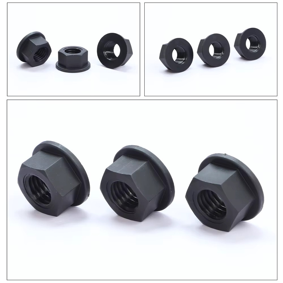 NINDEJIN Sechskant-Flanschmuttern aus schwarzem Nylon für Isolierung M3 bis M12 - Bild 4