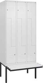 C+P Z-Spind Classic PLUS Sitzbank mit 6 Fächern und Zylinderschloss, auskragendes Design, Kunststoff-Sitzfläche, B/T/H: 212,0 x 90,0 x 81,5 cm - Bild 1