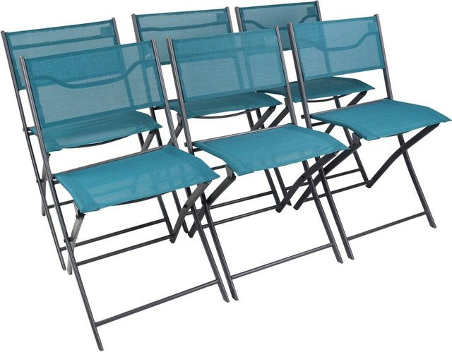 VCM Gartenstuhl Sumila 6er Set aus Metall und Textilene in Türkis, B/H/T: 45 x 79 x 46 cm - Bild 1
