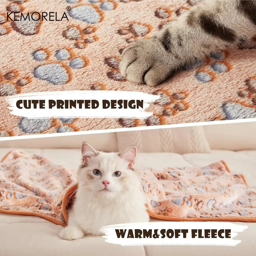 KEMORELA 3er-Set Haustierdecken aus superweichem Fleece für Hunde und Katzen, Braun, Rosa, Weiß - Bild 2