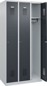 C+P Spind Basis PLUS mit 3 Abteilen, Metall, Grau/Anthrazit, H x B x T: 185 x 90 x 50 cm - Bild 1