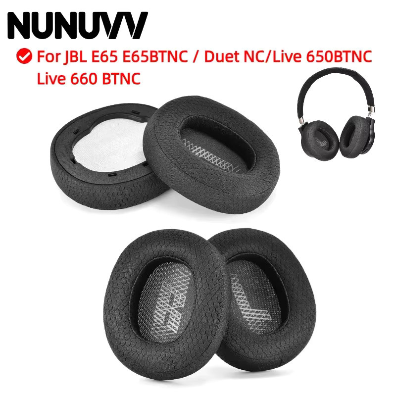 Atmungsaktive Ersatz-Ohrpolster im Fußball-Mesh-Stil für JBL E65, E65BTNC, Duet NC, Live 650BTNC und Live 660BTNC in Schwarz - Bild 2