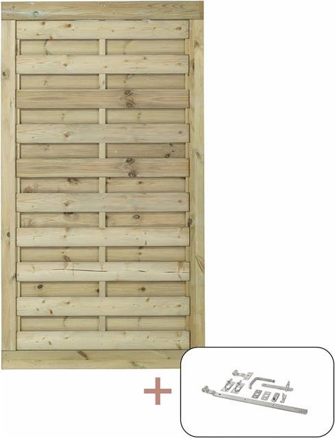 Plus Holz Einzeltor Bergen aus druckimprägniertem Nadelholz in Braun, B: 100 cm, H: 180 cm - Bild 1