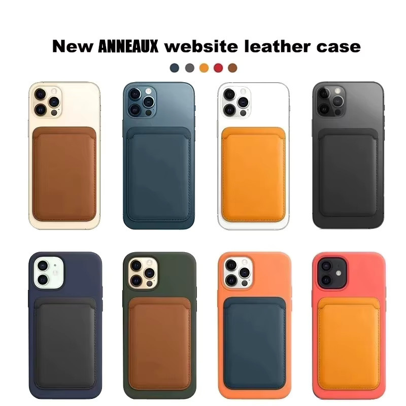 Magnetischer Kartenhalter aus Leder für Apple iPhone 16 15 14 Pro Max Plus Mini in Purple - Bild 2
