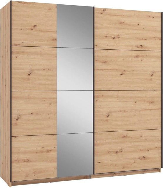 Mömax Schwebetürenschrank Gard 200 in Eiche Artisan mit Spiegel, Breite: 195 cm, Tiefe: 61 cm, Höhe: 217 cm - Bild 1