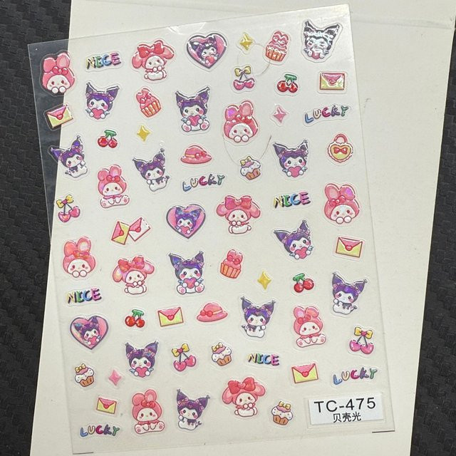 Sanrio Kuromi Nagelaufkleber, 5D Geprägt, Glänzend - Bild 1