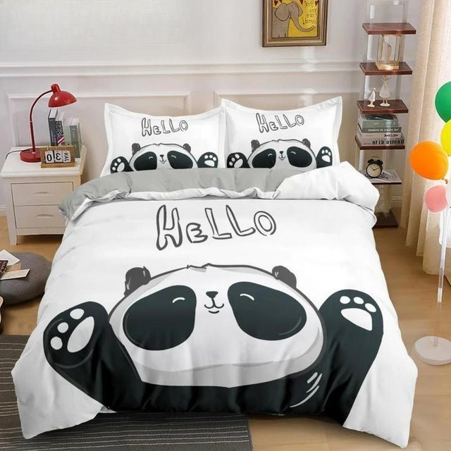 Niedliches Panda Bettwäscheset Your Warm Home in Weiß mit 3D-Druck für Kinder, 2-teilig, Breite: 70 cm, Länge: 133 cm - Bild 1