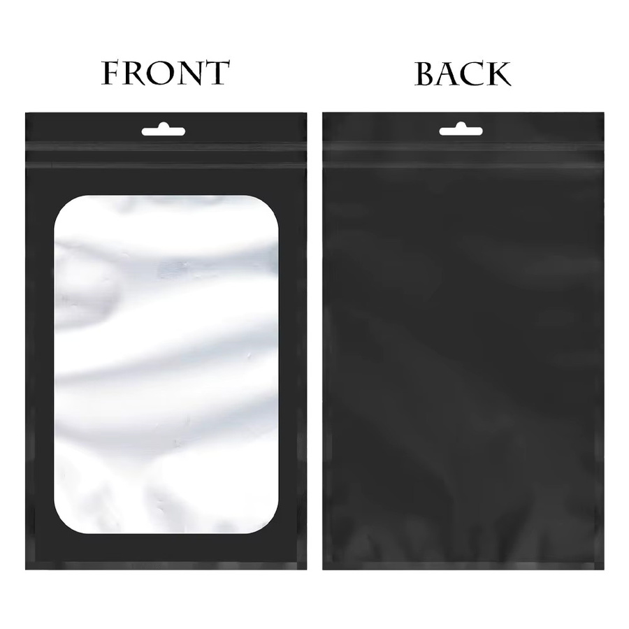 Wiederverschließbare Mylar-Beutel mit klarem Fenster, geruchdichte Folienbeutel in Schwarz und Transparent für Schmuck und Verpackungszubehör - Bild 4
