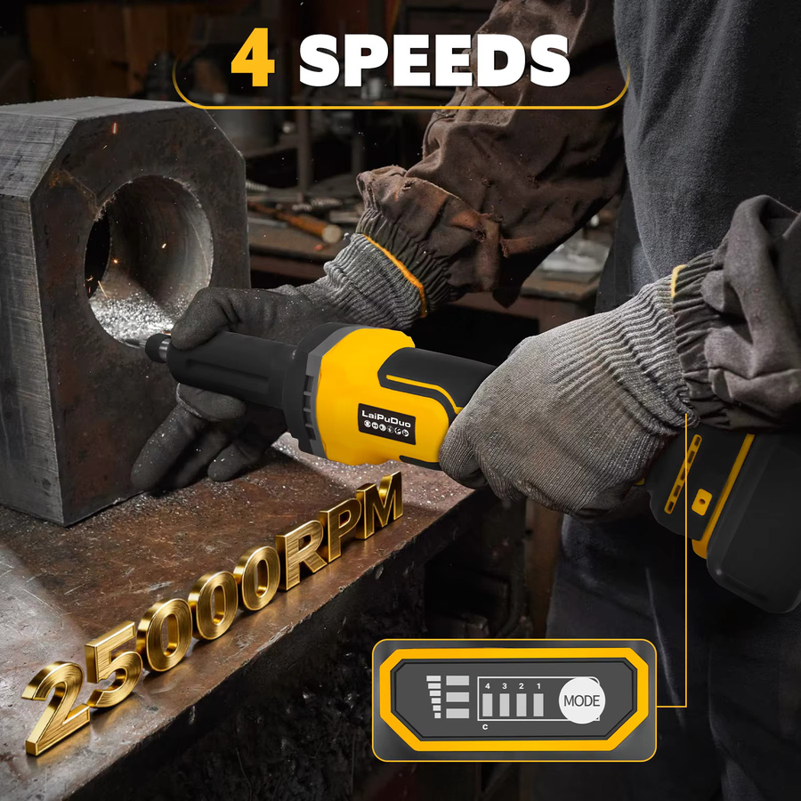 DeWalt Akku-Rotationswerkzeug mit bürstenlosem Motor, 4-Gang-Schleifer mit 25000 U/min und 1/4 Zoll Präzisionsbohrfutter zum Schleifen, Polieren und Entgraten von Metall, passend für DeWalt 20V Akku - Bild 3