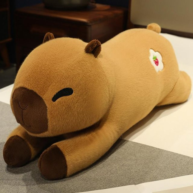 Kidsly Blumen-Capybara-Plüschpuppenkissen, 80cm, ab 14 Jahren - Bild 1