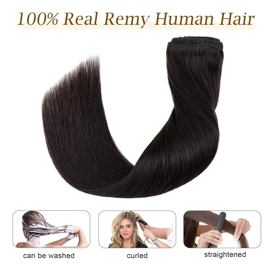 xbeauty Clip-Ins Echthaarverlängerungen, 120 g, Schwarz, Damen - Bild 2