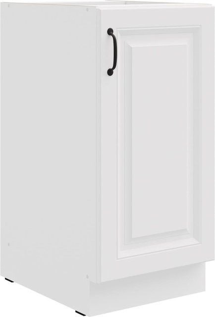 Unterschrank Stilo in Weiß Matt für deine Landhaus-Küchenzeile mit Einlegboden und Scharniertüren, Breite: 40 cm - Bild 1
